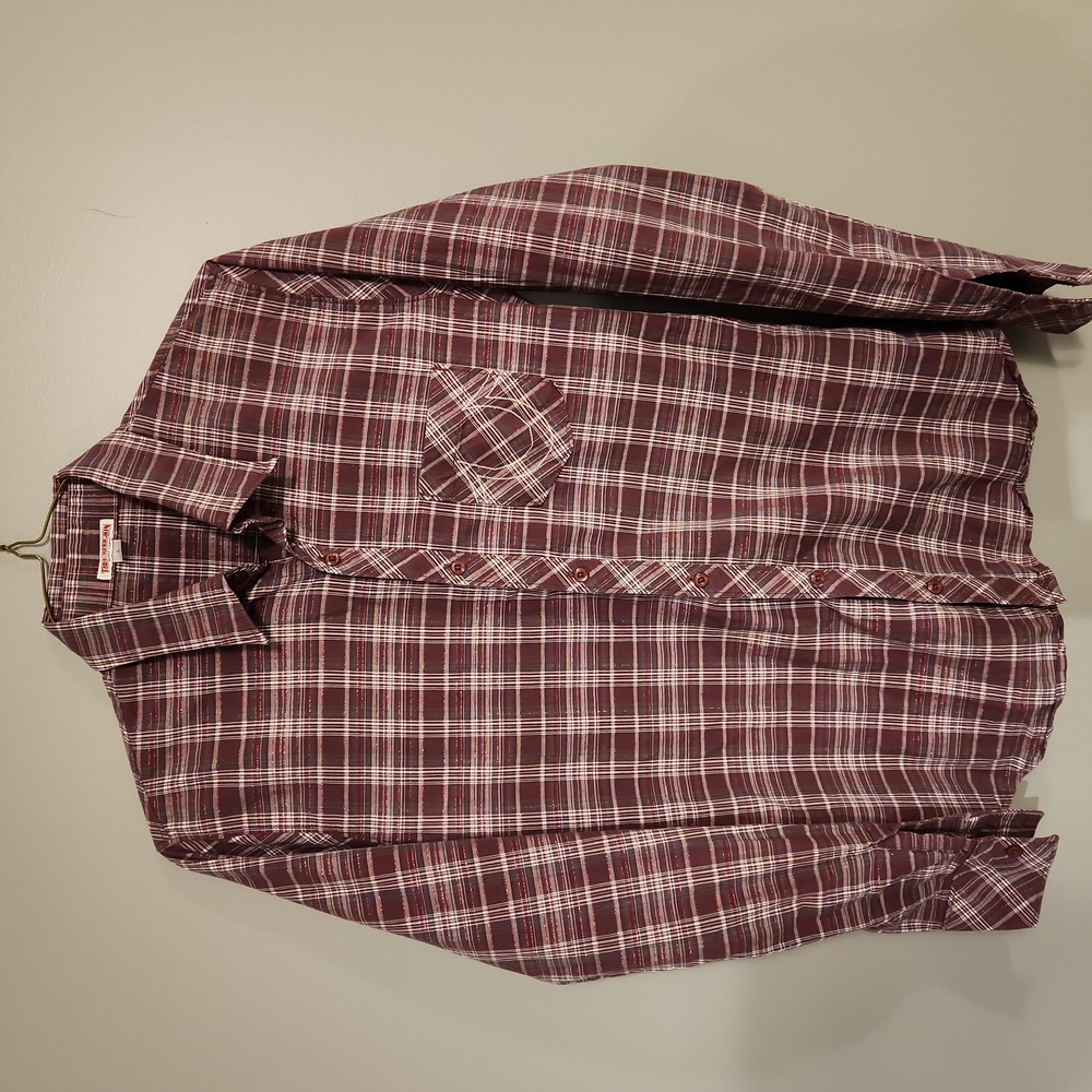 True Religion button up shirt large purple with shimmer - Picture 1 of 6